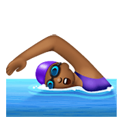 🏊🏾‍♀️ Emoji Mujer Nadando: Tono De Piel Oscuro Medio en WhatsApp 2.19.352.