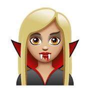 Emoji 🧛🏼‍♀️ Vampira: Carnagione Abbastanza Chiara su WhatsApp 2.19.352.