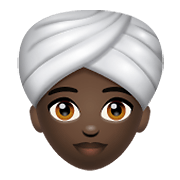 👳🏿‍♀️ Emoji Frau mit Turban: dunkle Hautfarbe WhatsApp 2.19.352.