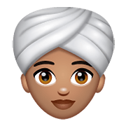 👳🏽‍♀️ Emoji Frau mit Turban: mittlere Hautfarbe WhatsApp 2.19.352.