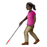 👩🏿‍🦯 Emoji Mulher Com Bengala Para Cego: Pele Escura na WhatsApp 2.19.352.