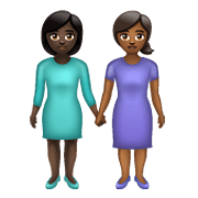 👩🏿‍🤝‍👩🏾 Emoji Duas Mulheres De Mãos Dadas: Pele Escura E Pele Morena Escura na WhatsApp 2.19.352.