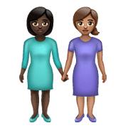 👩🏿‍🤝‍👩🏽 Emoji Duas Mulheres De Mãos Dadas: Pele Escura E Pele Morena na WhatsApp 2.19.352.