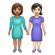 👩🏽‍🤝‍👩🏻 Emoji Mujeres De La Mano: Tono De Piel Medio Y Tono De Piel Claro en WhatsApp 2.19.352.