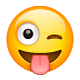 Emoji 😜 Faccina Che Fa L’occhiolino E Mostra La Lingua su WhatsApp 2.19.7.