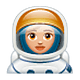 👩🏼‍🚀 Emoji Astronauta Mujer: Tono De Piel Claro Medio en WhatsApp 2.19.7.