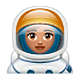 👩🏽‍🚀 Emoji Astronauta Mulher: Pele Morena na WhatsApp 2.19.7.