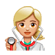 👩🏼‍⚕️ Emoji Profesional Sanitario Mujer: Tono De Piel Claro Medio en WhatsApp 2.19.7.