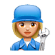Emoji 👩🏼‍🔧 Meccanico Donna: Carnagione Abbastanza Chiara su WhatsApp 2.19.7.