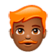 👨🏾‍🦰 Emoji Mann: mitteldunkle Hautfarbe, rotes Haar WhatsApp 2.19.7.