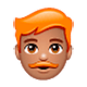 👨🏽‍🦰 Emoji Mann: mittlere Hautfarbe, rotes Haar WhatsApp 2.19.7.