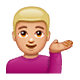Emoji 💁🏼‍♂️ Uomo Con Suggerimento: Carnagione Abbastanza Chiara su WhatsApp 2.19.7.