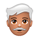👨🏽‍🦳 Emoji Mann: mittlere Hautfarbe, weißes Haar WhatsApp 2.19.7.