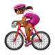 Emoji 🚴🏾‍♀️ Ciclista Donna: Carnagione Abbastanza Scura su WhatsApp 2.19.7.