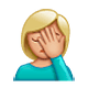 🤦🏼‍♀️ Emoji sich an den Kopf fassende Frau: mittelhelle Hautfarbe WhatsApp 2.19.7.