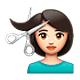 Émoji 💇🏻‍♀️ Femme Qui Se Fait Couper Les Cheveux : Peau Claire sur WhatsApp 2.19.7.