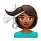 Émoji 💇🏾‍♀️ Femme Qui Se Fait Couper Les Cheveux : Peau Mate sur WhatsApp 2.19.7.