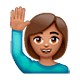 🙋🏽‍♀️ Emoji Frau mit erhobenem Arm: mittlere Hautfarbe WhatsApp 2.19.7.