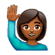 🙋🏾‍♀️ Emoji Frau mit erhobenem Arm: mitteldunkle Hautfarbe WhatsApp 2.19.7.