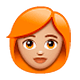 Emoji 👩🏼‍🦰 Donna: Carnagione Abbastanza Chiara E Capelli Rossi su WhatsApp 2.19.7.