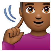 Emoji 🧏🏾‍♂️ Uomo Con Problemi Di Udito: Carnagione Abbastanza Scura su WhatsApp 2.20.198.15.