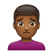 Emoji 🙍🏾‍♂️ Uomo Corrucciato: Carnagione Abbastanza Scura su WhatsApp 2.20.198.15.