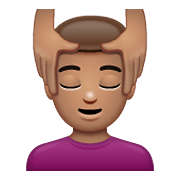 💆🏽‍♂️ Emoji Mann, der eine Kopfmassage bekommt: mittlere Hautfarbe WhatsApp 2.20.198.15.