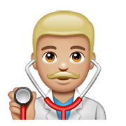 👨🏼‍⚕️ Emoji Profesional Sanitario Hombre: Tono De Piel Claro Medio en WhatsApp 2.20.198.15.