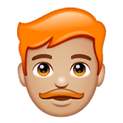 👨🏼‍🦰 Emoji Mann: mittelhelle Hautfarbe, rotes Haar WhatsApp 2.20.198.15.