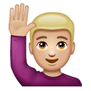 Emoji 🙋🏼‍♂️ Uomo Con Mano Alzata: Carnagione Abbastanza Chiara su WhatsApp 2.20.198.15.