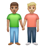 👨🏽‍🤝‍👨🏼 Emoji händchenhaltende Männer: mittlere Hautfarbe, mittelhelle Hautfarbe WhatsApp 2.20.198.15.