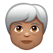 Émoji 🧓🏽 Personne âgée : Peau Légèrement Mate sur WhatsApp 2.20.198.15.
