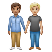 🧑🏽‍🤝‍🧑🏼 Emoji sich an den Händen haltende Personen: mittlere Hautfarbe, mittelhelle Hautfarbe WhatsApp 2.20.198.15.