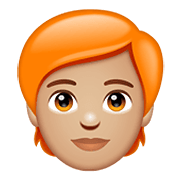 🧑🏼‍🦰 Emoji Erwachsener: mittelhelle Hautfarbe, rotes Haar WhatsApp 2.20.198.15.