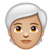Émoji 🧑🏼‍🦳 Adulte : Peau Moyennement Claire Et Cheveux Blancs sur WhatsApp 2.20.198.15.