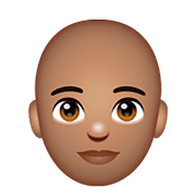🧑🏽‍🦲 Emoji Erwachsener: mittlere Hautfarbe, Glatze WhatsApp 2.20.198.15.