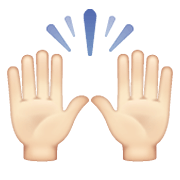 🙌🏻 Emoji zwei erhobene Handflächen: helle Hautfarbe WhatsApp 2.20.198.15.