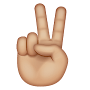 ✌🏼 Emoji Victory-Geste: mittelhelle Hautfarbe WhatsApp 2.20.198.15.