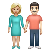 👩🏼‍🤝‍👨🏻 Emoji Mann und Frau halten Hände: mittelhelle Hautfarbe, helle Hautfarbe WhatsApp 2.20.198.15.