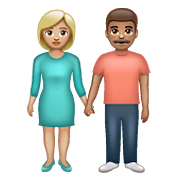 👩🏼‍🤝‍👨🏽 Emoji Mann und Frau halten Hände: mittelhelle Hautfarbe, mittlere Hautfarbe WhatsApp 2.20.198.15.