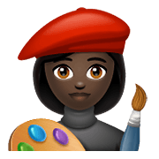 Emoji 👩🏿‍🎨 Artista Donna: Carnagione Scura su WhatsApp 2.20.198.15.