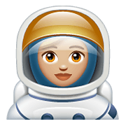 👩🏼‍🚀 Emoji Astronauta Mulher: Pele Morena Clara na WhatsApp 2.20.198.15.
