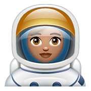 👩🏽‍🚀 Emoji Astronautin: mittlere Hautfarbe WhatsApp 2.20.198.15.