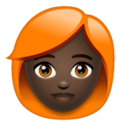 👩🏿‍🦰 Emoji Frau: dunkle Hautfarbe, rotes Haar WhatsApp 2.20.198.15.