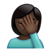 🤦🏿‍♀️ Emoji sich an den Kopf fassende Frau: dunkle Hautfarbe WhatsApp 2.20.198.15.