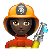 👩🏿‍🚒 Emoji Feuerwehrfrau: dunkle Hautfarbe WhatsApp 2.20.198.15.