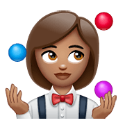 Emoji 🤹🏽‍♀️ Giocoliere Donna: Carnagione Olivastra su WhatsApp 2.20.198.15.