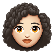 👩🏻‍🦱 Emoji Frau: helle Hautfarbe, lockiges Haar WhatsApp 2.20.198.15.
