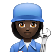 👩🏿‍🔧 Emoji Mechanikerin: dunkle Hautfarbe WhatsApp 2.20.198.15.