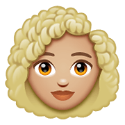 Emoji 👩🏼‍🦱 Donna: Carnagione Abbastanza Chiara E Capelli Ricci su WhatsApp 2.20.198.15.